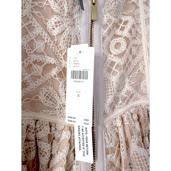 NWT Size 8 - Anthropologie Lace Basque-Waist Mini Dress in Beige (NWT US$ 268) - Picture 13 of 16